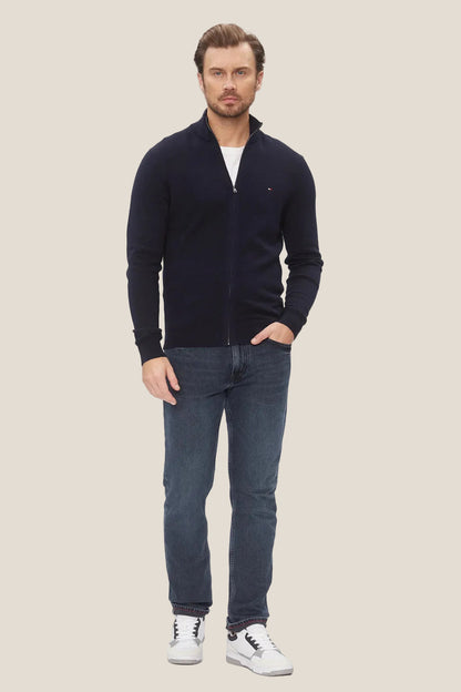 Cardigan Full Zip In Misto Cashmere Con Logo Bandierina Ricamato