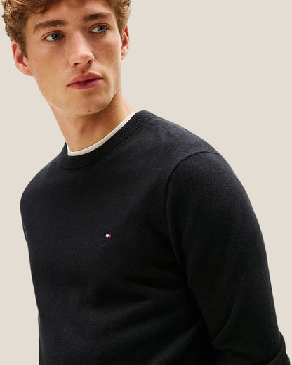 Maglione Girocollo In Misto Cashmere Con Logo Bandierina Ricamato