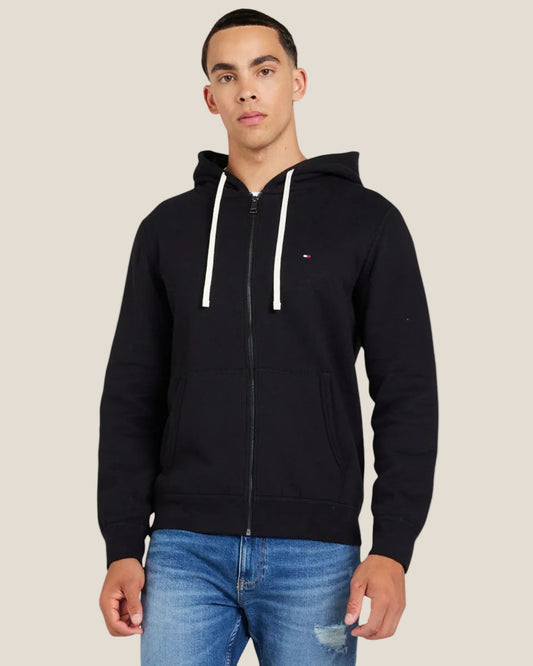 Felpa Full Zip Con Cappuccio Logo Bandierina Ricamata