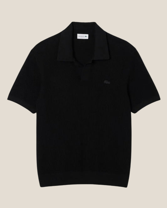 Lacoste Cotton Blend Open Polo Collar Sweater