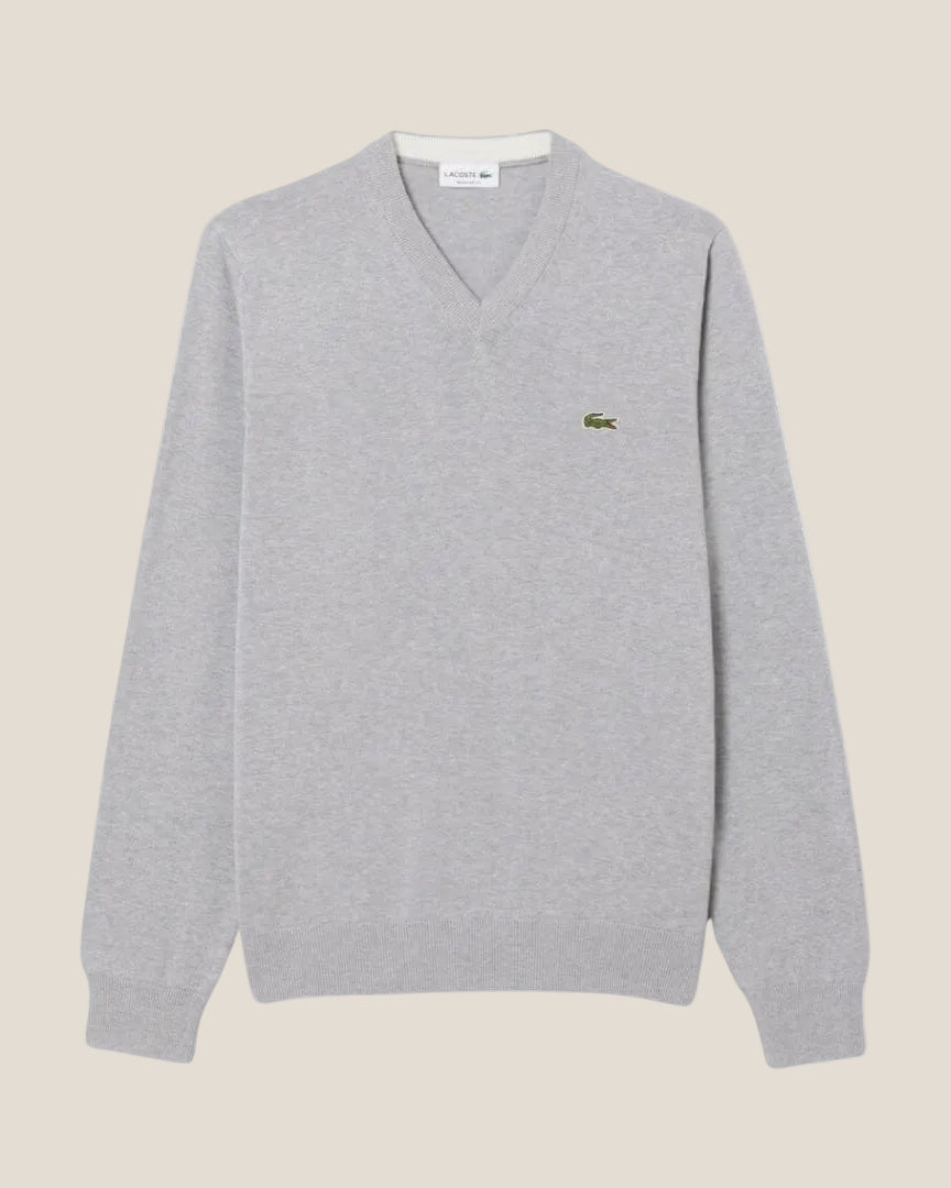 Lacoste Monochrome Cotton V-neck Sweater