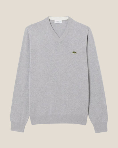 Lacoste Monochrome Cotton V-neck Sweater