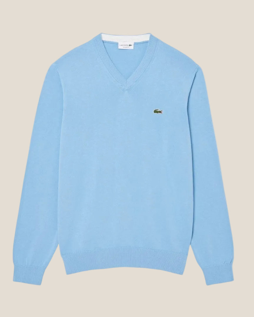 Lacoste Monochrome Cotton V-neck Sweater