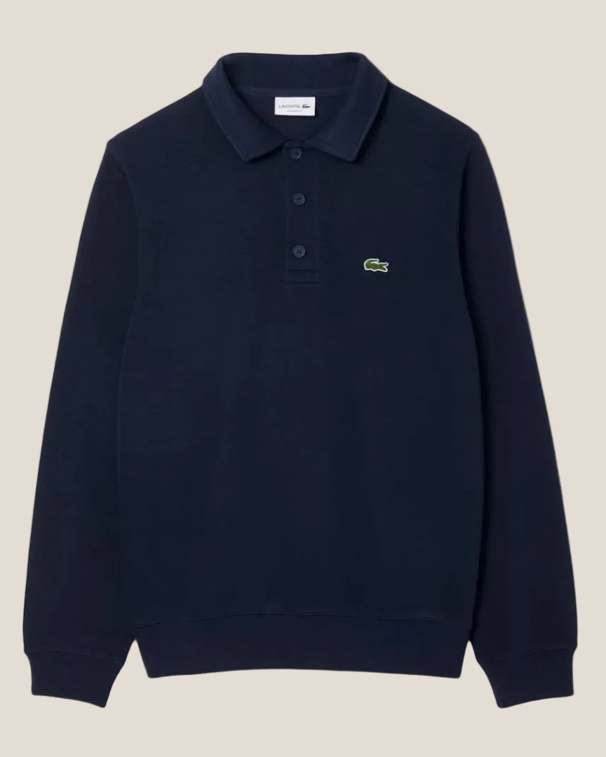 Lacoste Ribbed Cotton Polo Collar Sweatshirt