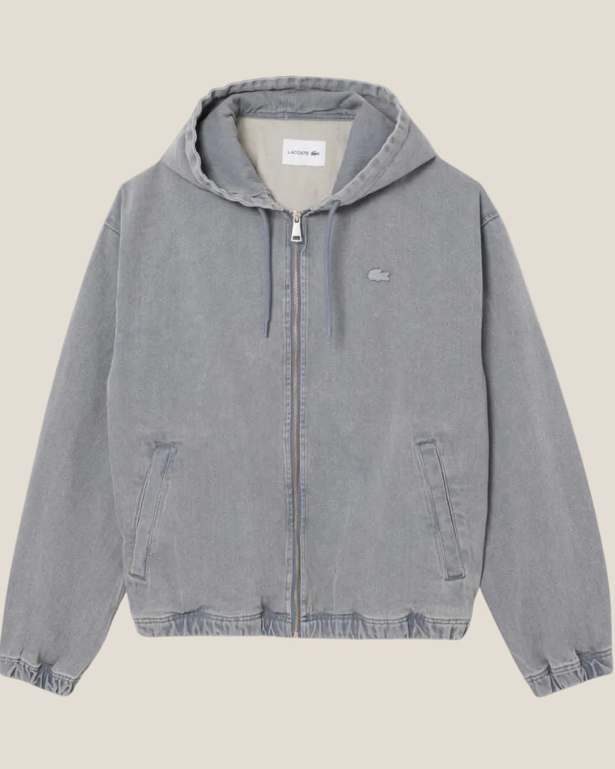 Lacoste Washed Effect Denim Hooded Jacket
