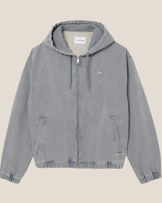 Lacoste Washed Effect Denim Hooded Jacket