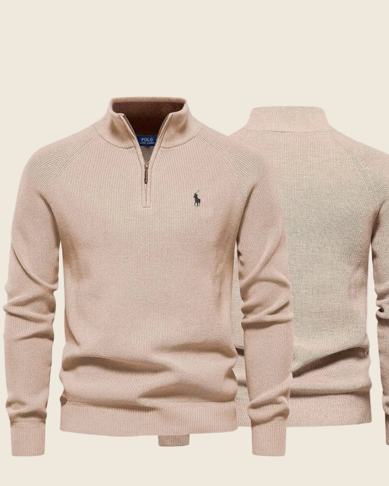Ralph Lauren Klassischer Strickpullover mit kurzem Reißverschluss