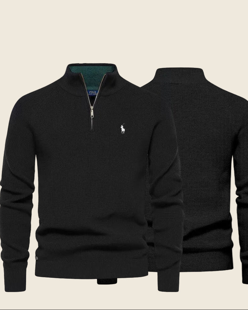 Ralph Lauren Klassischer Strickpullover mit kurzem Reißverschluss