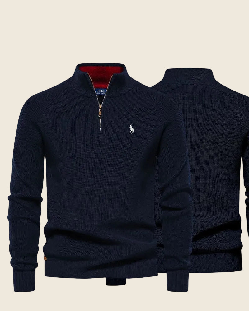 Ralph Lauren Klassischer Strickpullover mit kurzem Reißverschluss