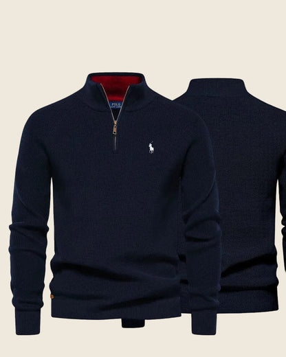 Ralph Lauren Klassischer Strickpullover mit kurzem Reißverschluss