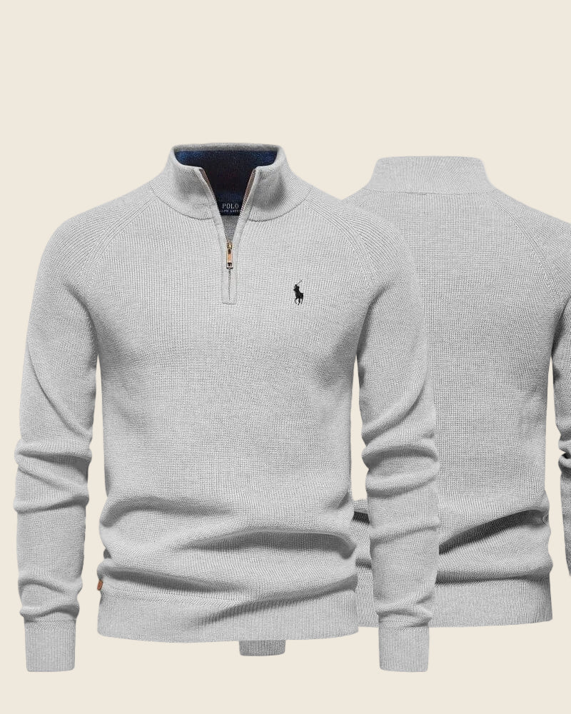 Ralph Lauren Klassischer Strickpullover mit kurzem Reißverschluss
