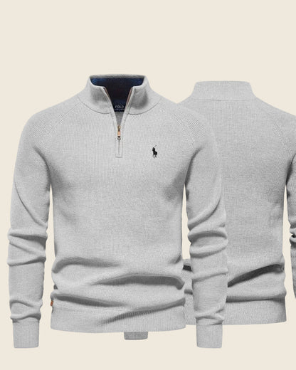 Ralph Lauren Klassischer Strickpullover mit kurzem Reißverschluss