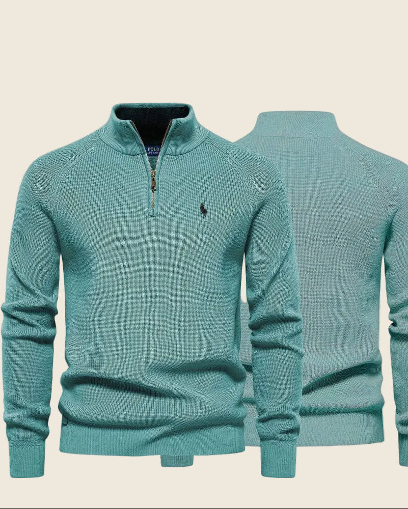 Ralph Lauren Klassischer Strickpullover mit kurzem Reißverschluss